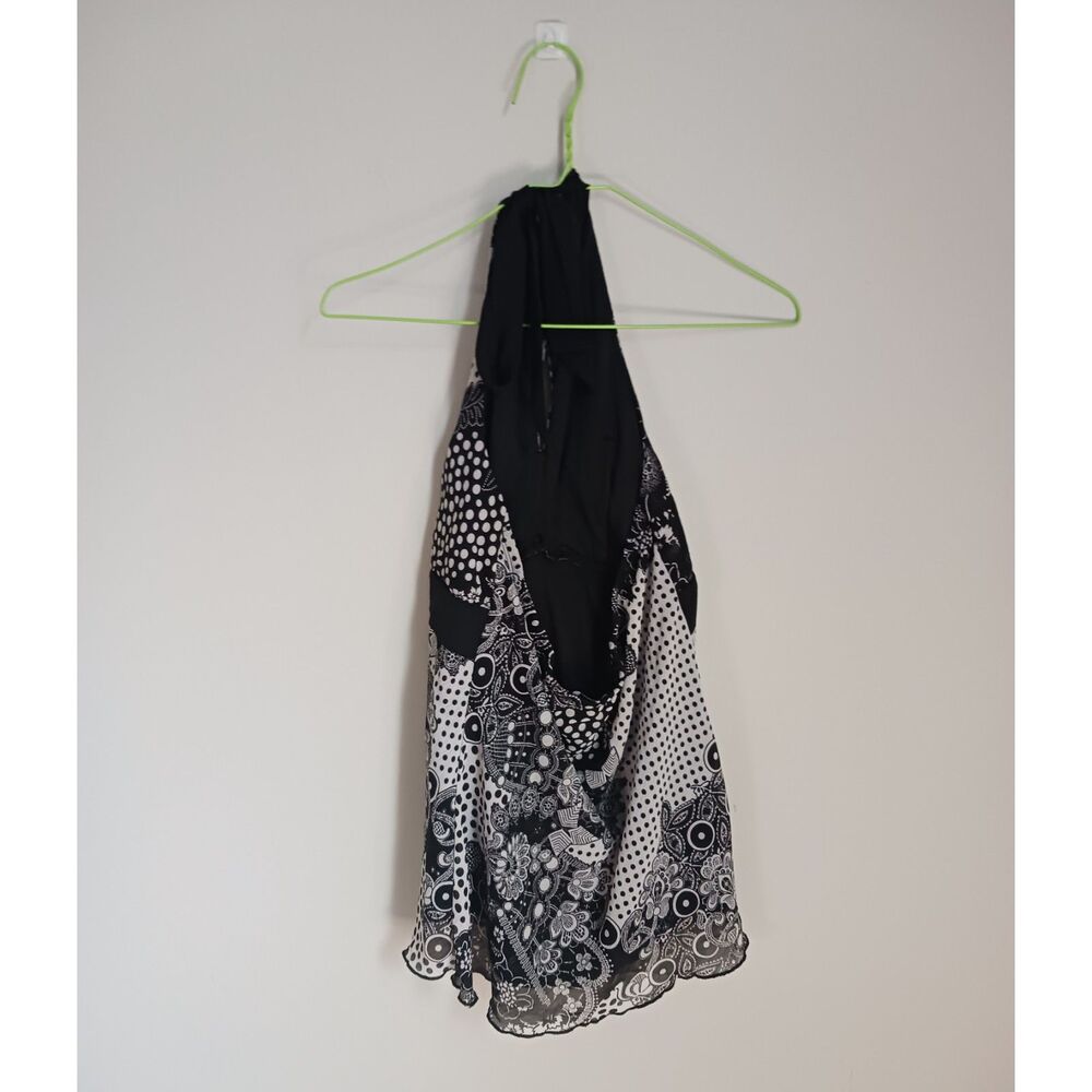 Vintage Floral Print Halterneck Sleeveless Blouse - Picture 4 of 13